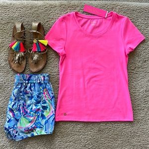 Lilly Pulitzer Haley Top T-Shirt Hot Pink Size Small fits snug could fit X-Small